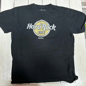 Hard Rock Cafe Rome Vintage Black Unisex Tees-short sleeve Size Large